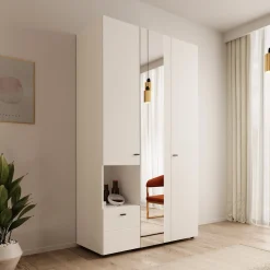 Calista - Kledingkast met 3 deuren - Wit - 117x52x208 cm