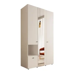 Calista - Kledingkast met 3 deuren - Wit - 117x52x208 cm