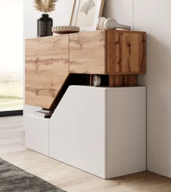 Canberra - Dressoir - Eiken/wit - 120x35x100 cm