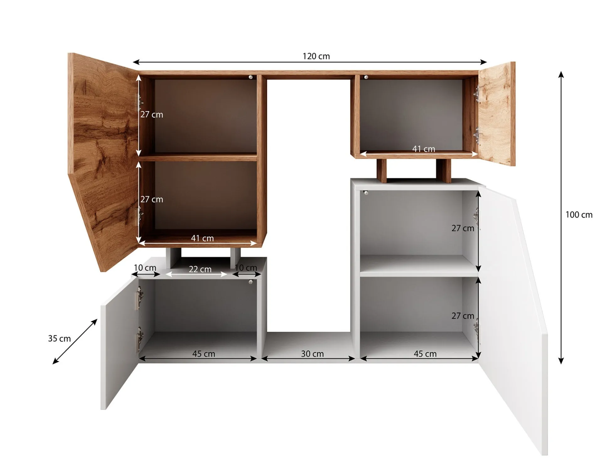 Canberra - Dressoir - Eiken/antraciet - 120x35x100 cm