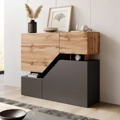 Canberra - Dressoir - Eiken/antraciet - 120x35x100 cm