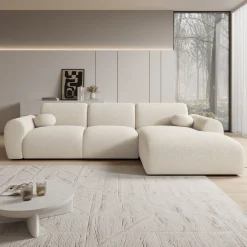 Canyon - Hoekbank 4-zits met chaise longue - Teddystof beige - Rechts