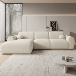 Canyon - Hoekbank 4-zits met chaise longue - Teddystof beige - Links