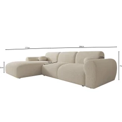 Canyon - Hoekbank 4-zits met chaise longue - Teddystof beige - Links