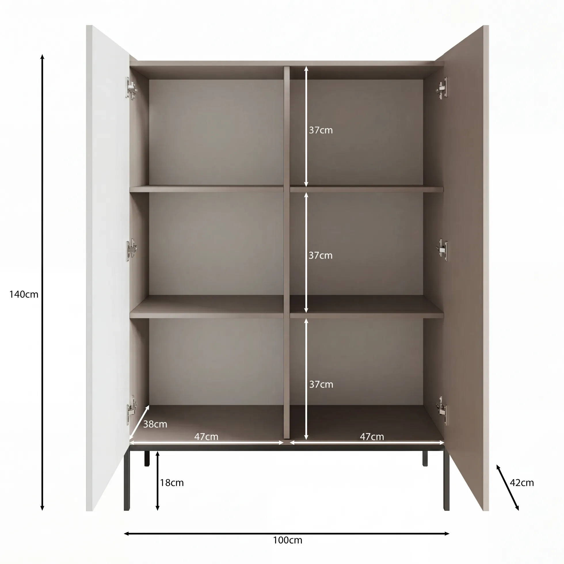Capri - Dressoir - Eiken - 100x42x140 cm