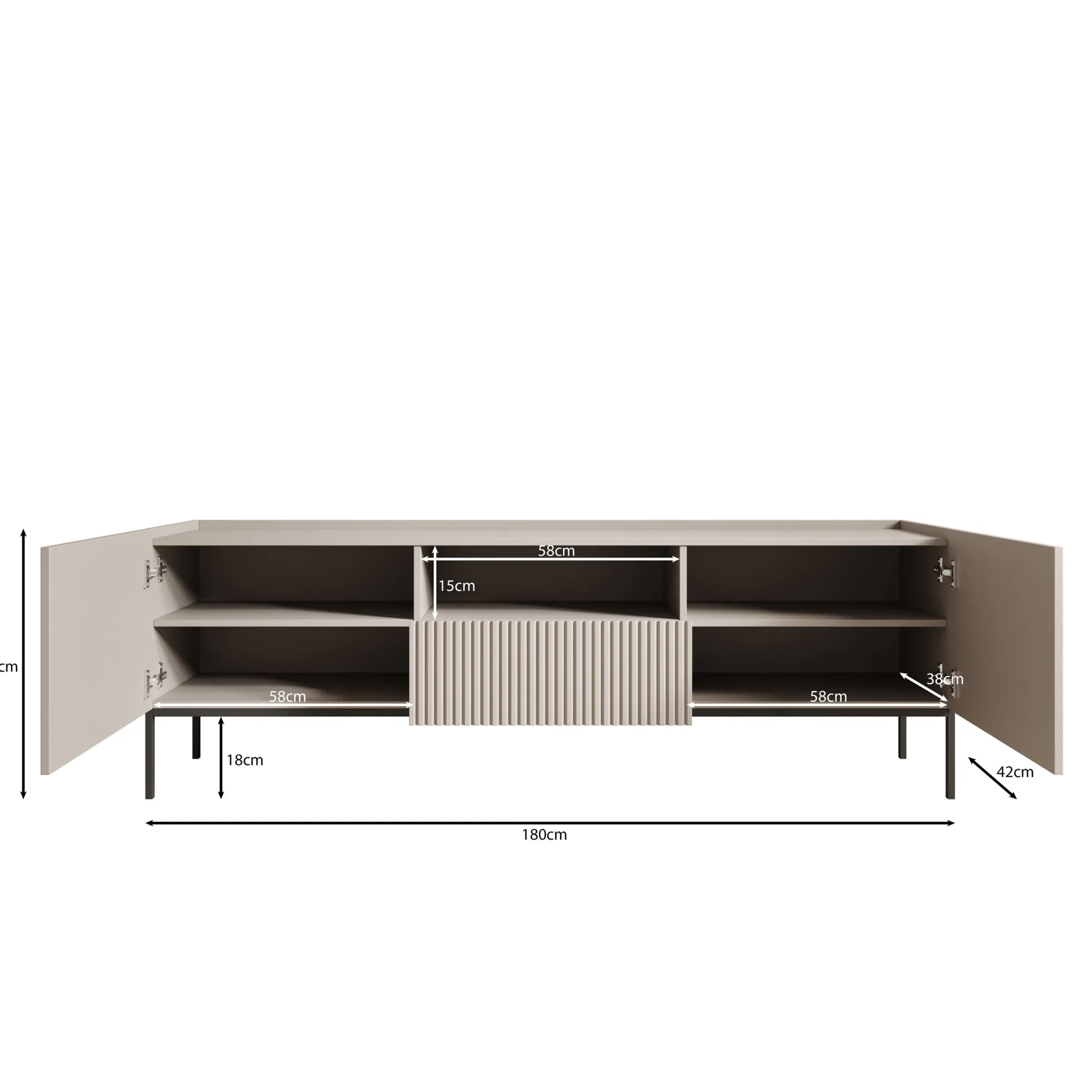 Capri - TV-Meubel - Eiken - 180x42x60 cm