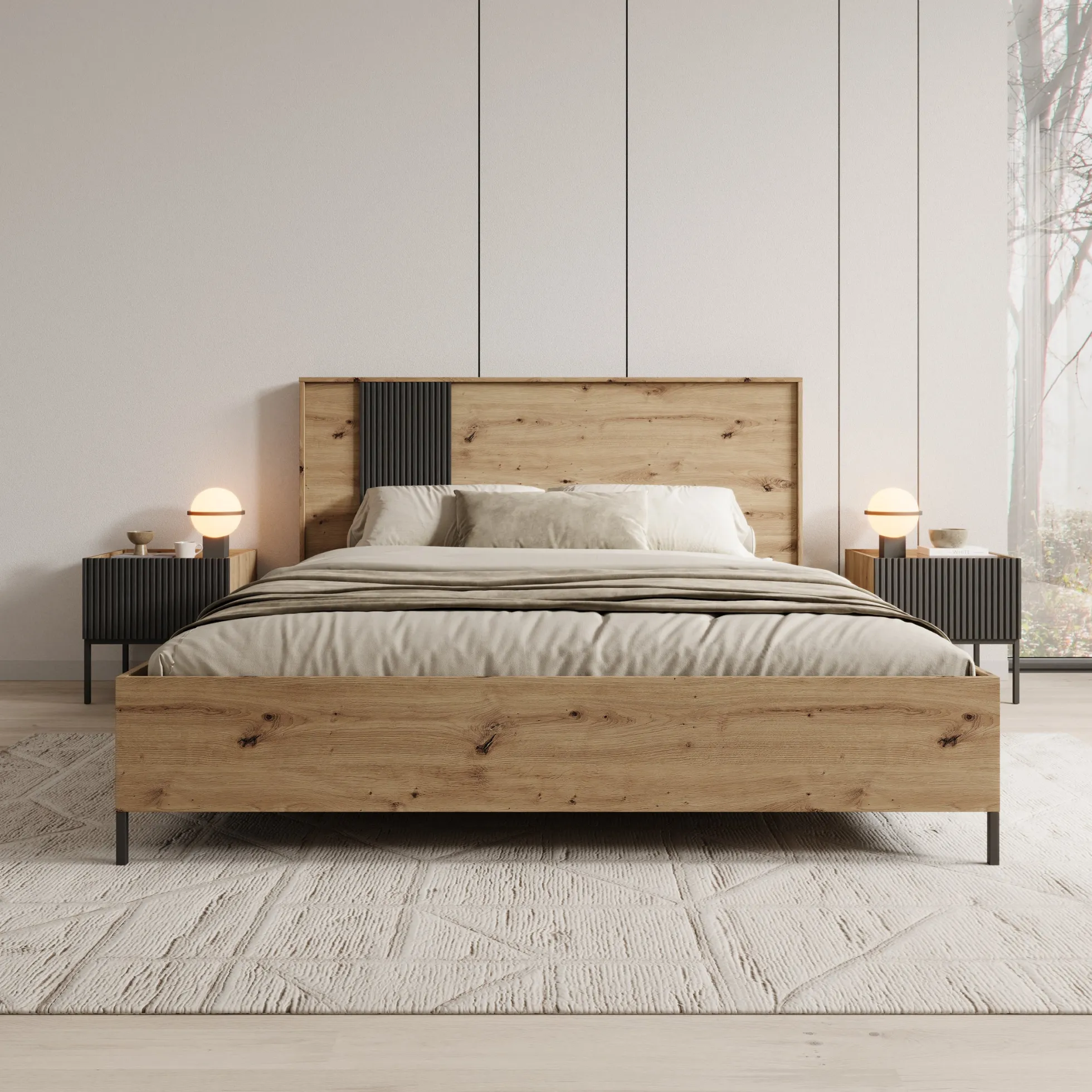 Capri - Tweepersoonsbed - Eiken - 160x200 cm