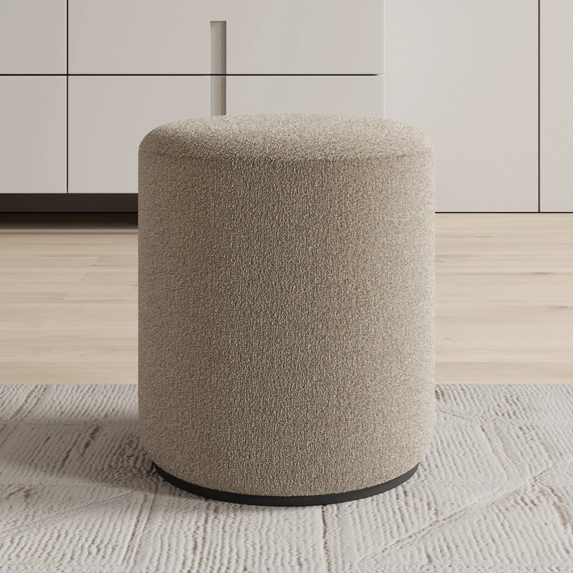 Caracas - Poef - Stof beige - 41x41x44 cm