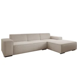Cardiff - Hoekbank 3-zits met chaise longue - Ribstof beige - Rechts