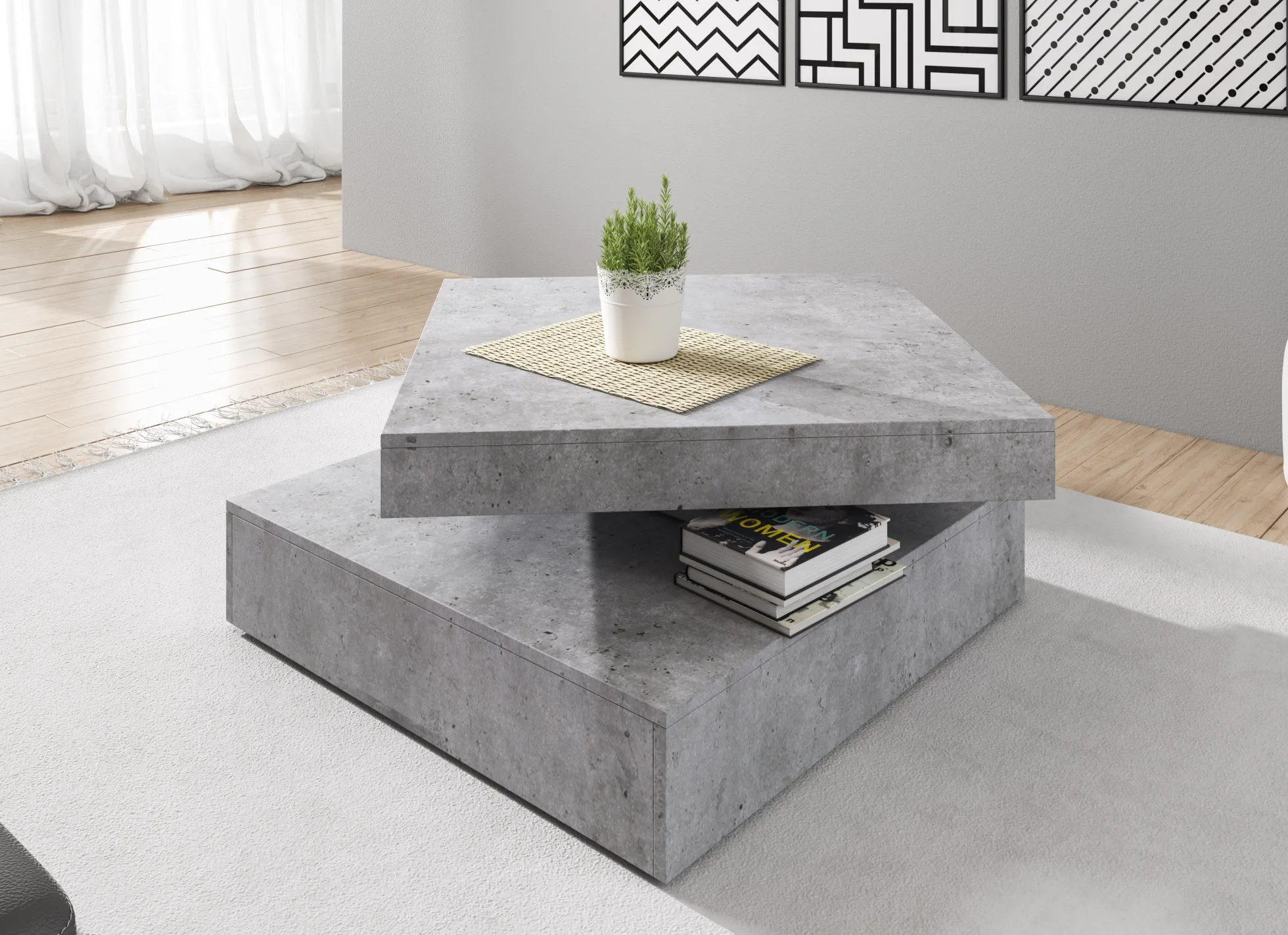 Carlo - Salontafel verstelbaar - Betonlook