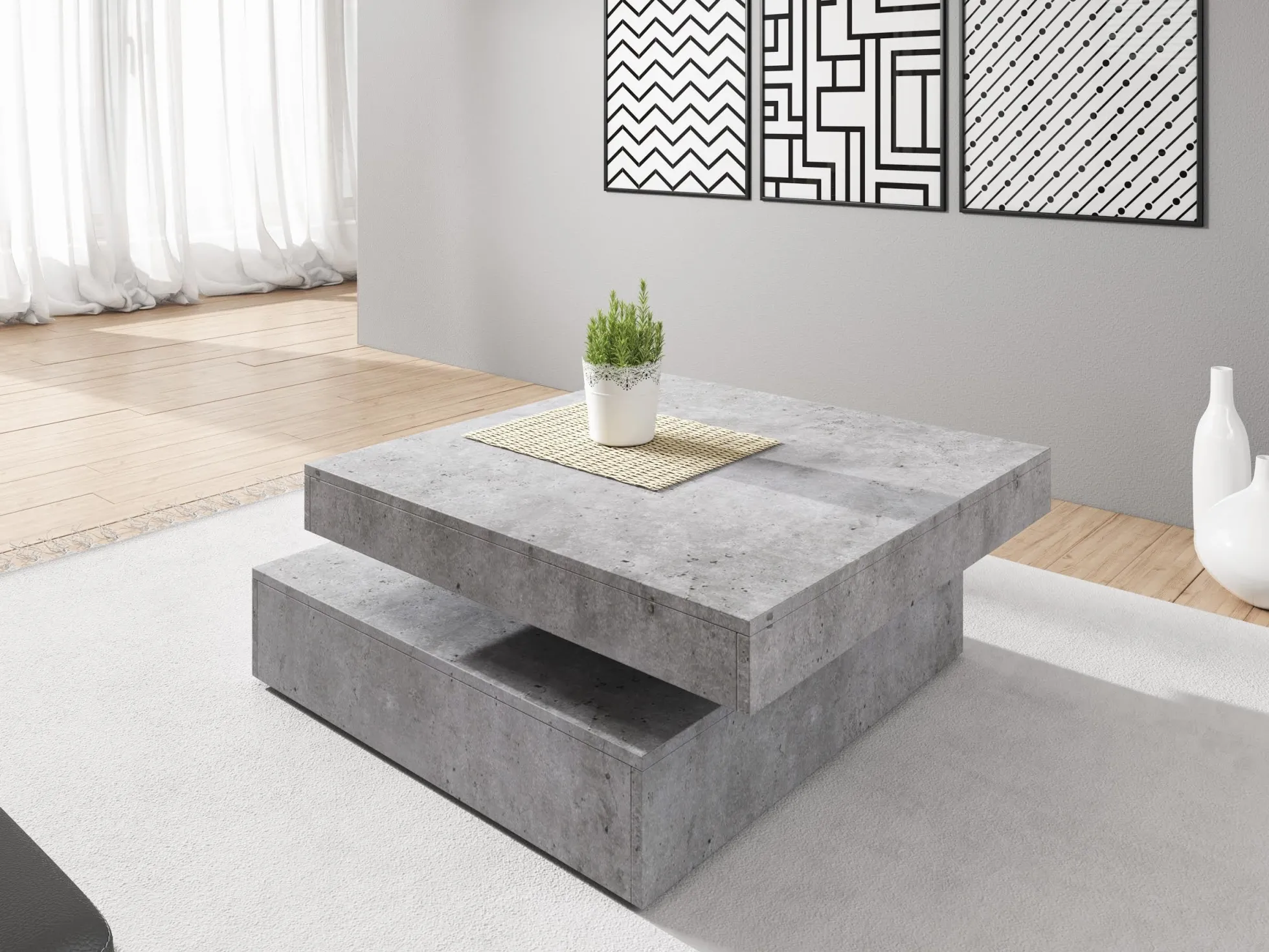 Carlo - Salontafel verstelbaar - Betonlook