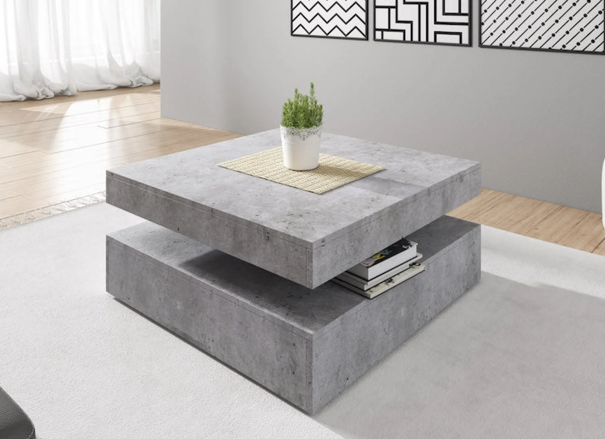 Carlo - Salontafel verstelbaar - Betonlook