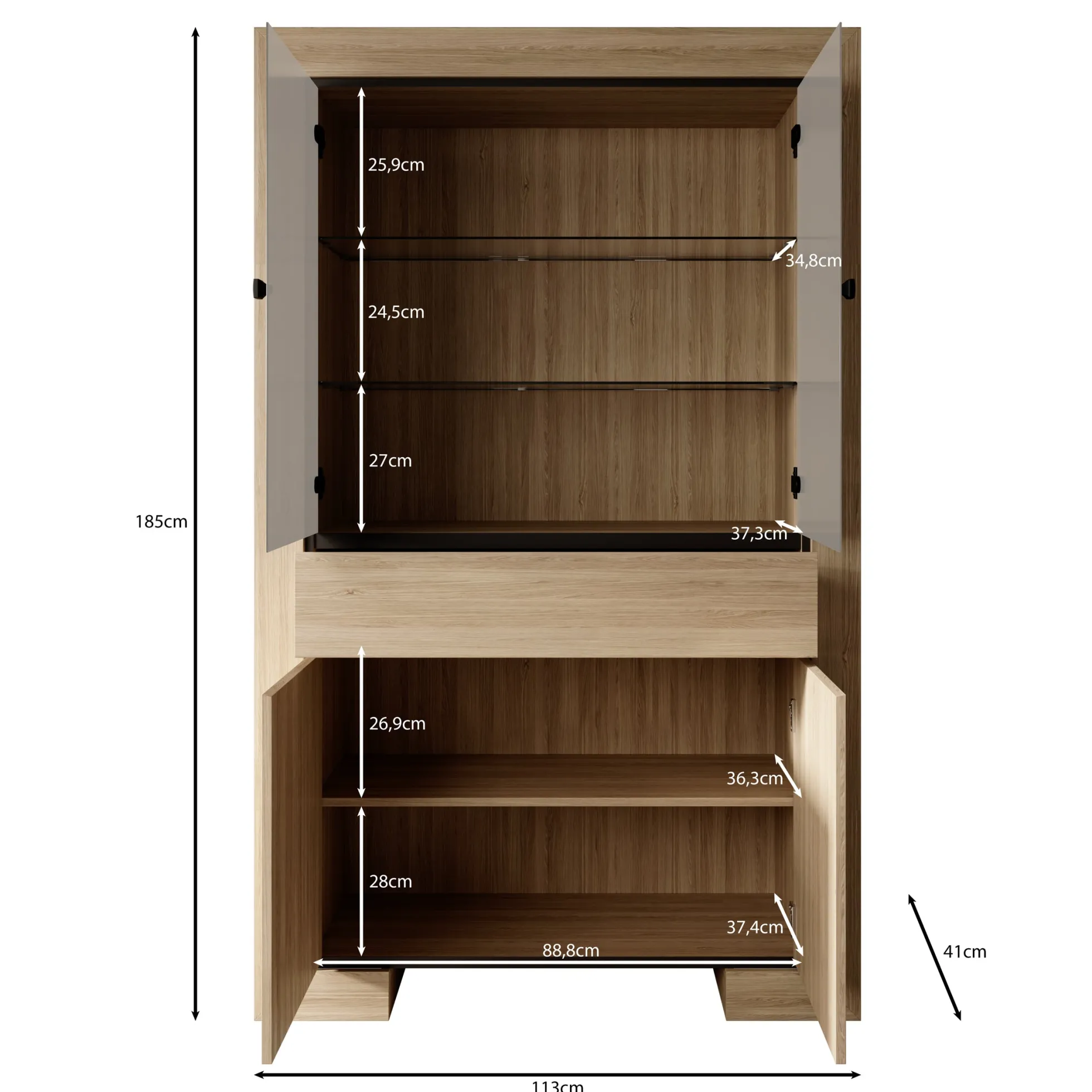 Cayuga - Buffetkast - Eiken - 113x41x185 cm