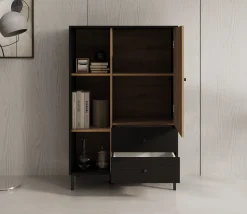 Charles 1 - Vitrinekast - Zwart - 87x40x131 cm