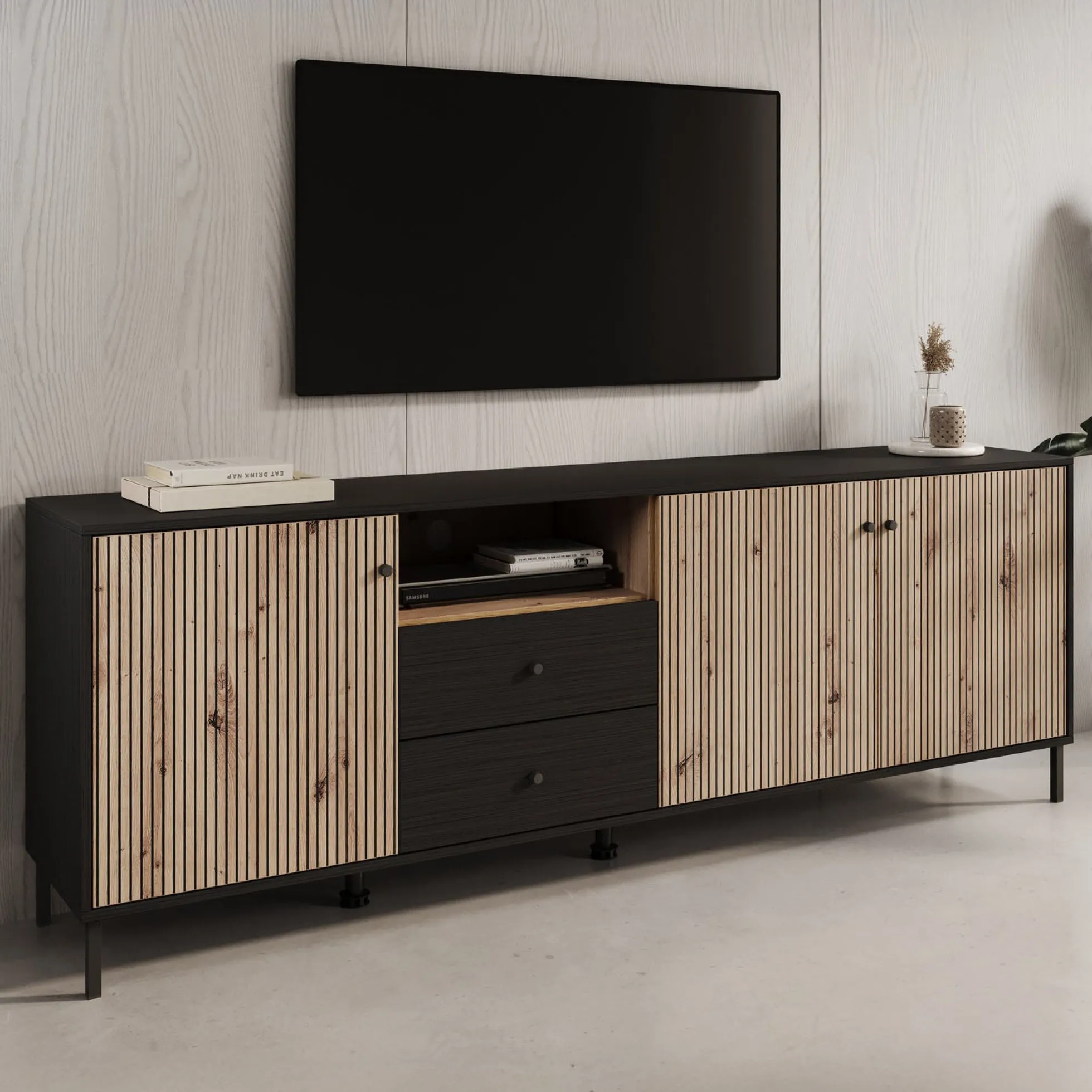 Charles - TV-Meubel met 3 deuren - Eiken - 208 cm