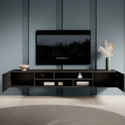 Charo - TV-Meubel - met 2 deuren - Mat zwart - 208 cm
