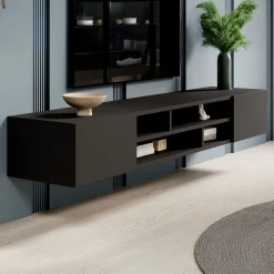 Charo - TV-Meubel - met 2 deuren - Mat zwart - 208 cm