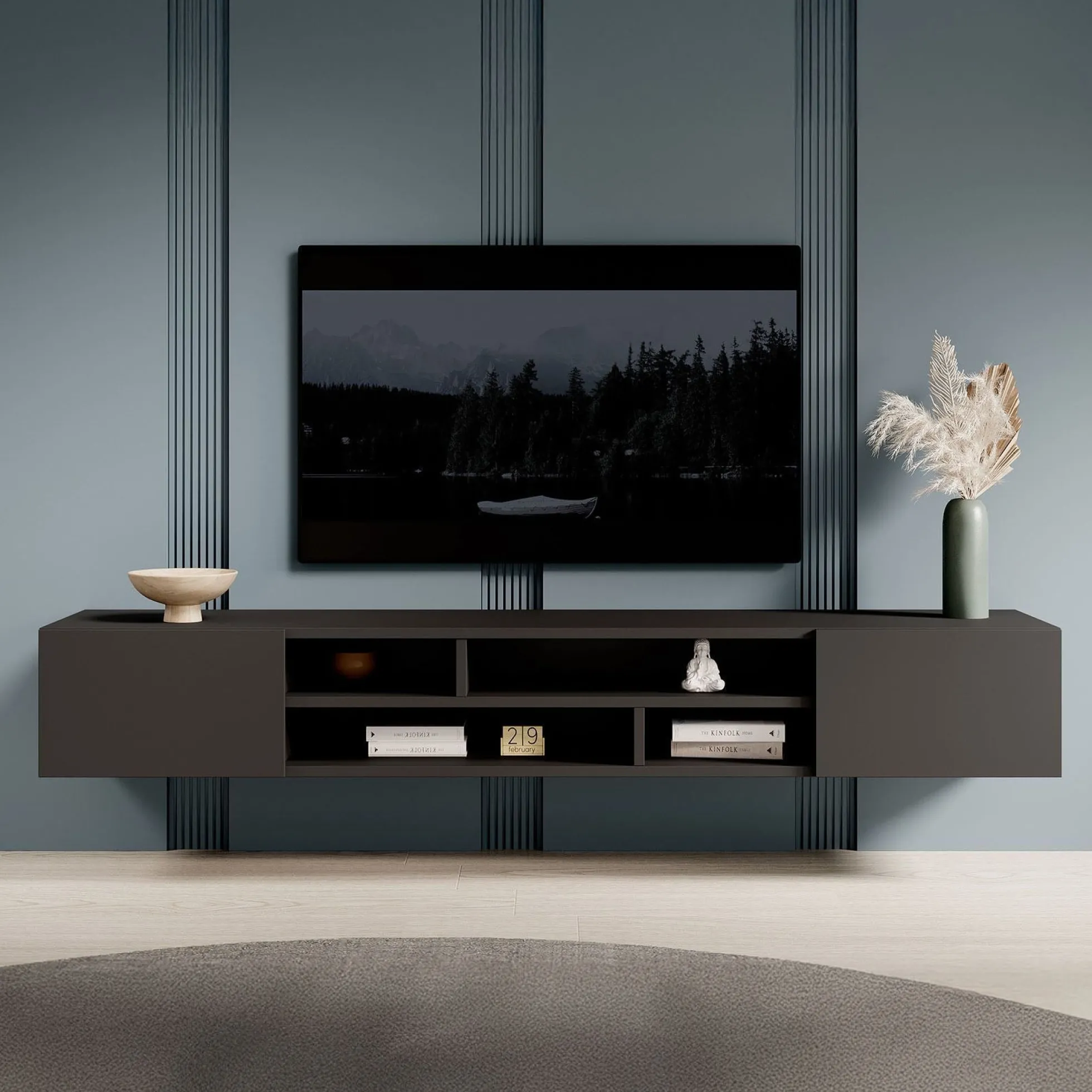 Charo - TV-Meubel - met 2 deuren - Mat zwart - 208 cm