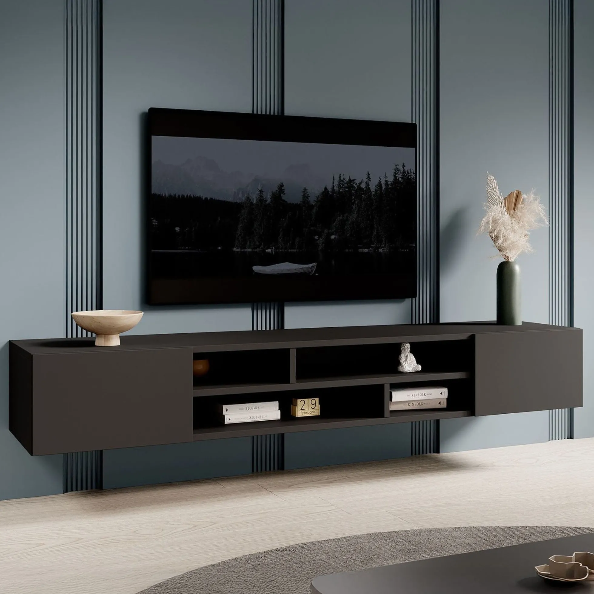 Charo - TV-Meubel - met 2 deuren - Mat zwart - 208 cm