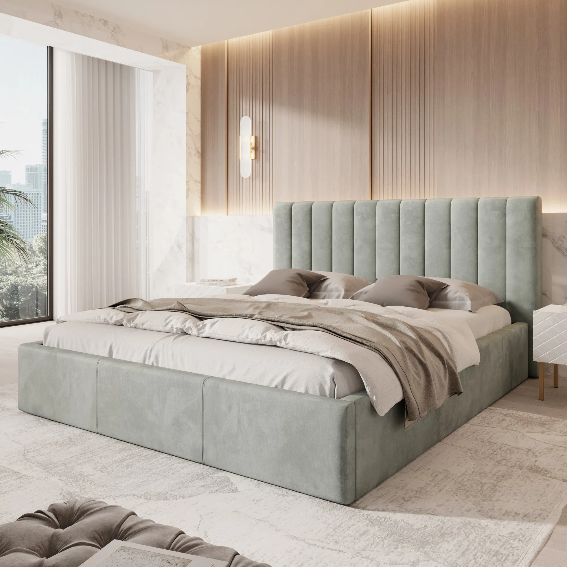 Chief - Tweepersoonsbed - Velvet grijs - 180x200 cm