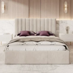 Chief - Tweepersoonsbed - Velvet beige - 160x200 cm