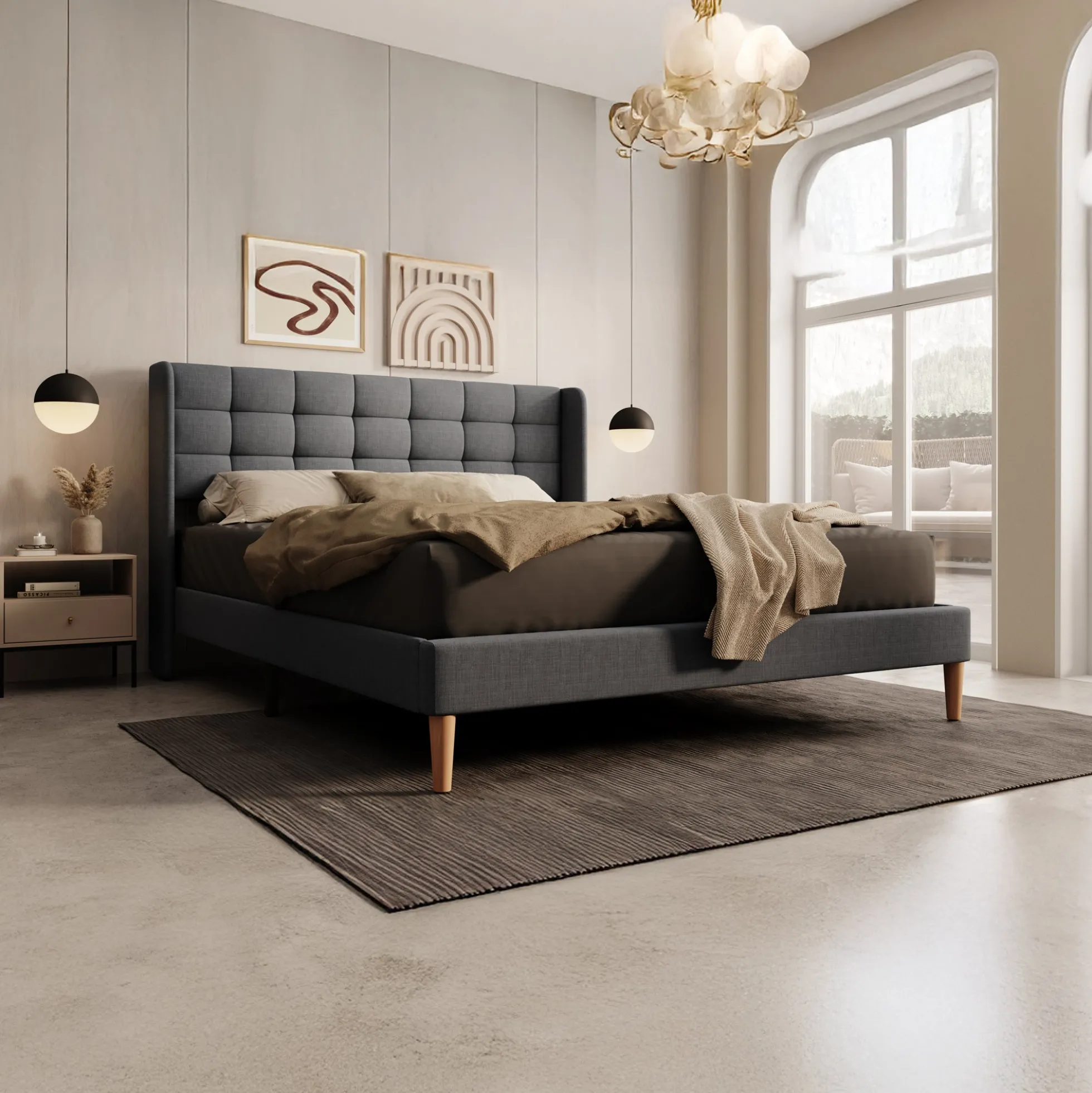Christ - Tweepersoonsbed - Stof grijs - 160x200 cm
