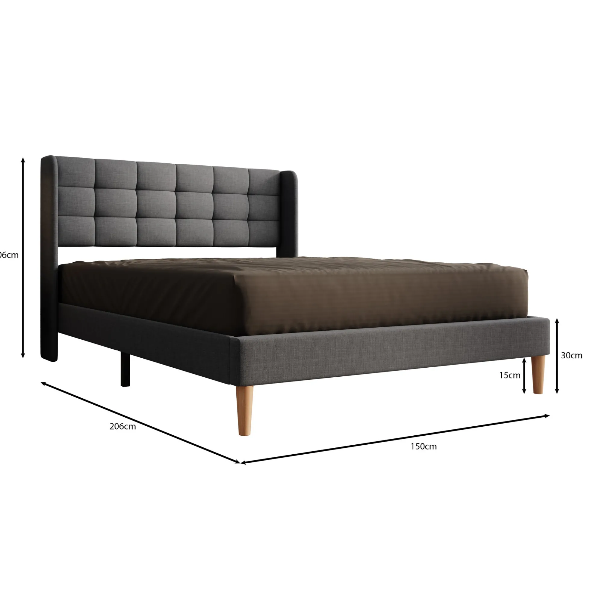 Christ - Tweepersoonsbed - Stof grijs - 140x200 cm