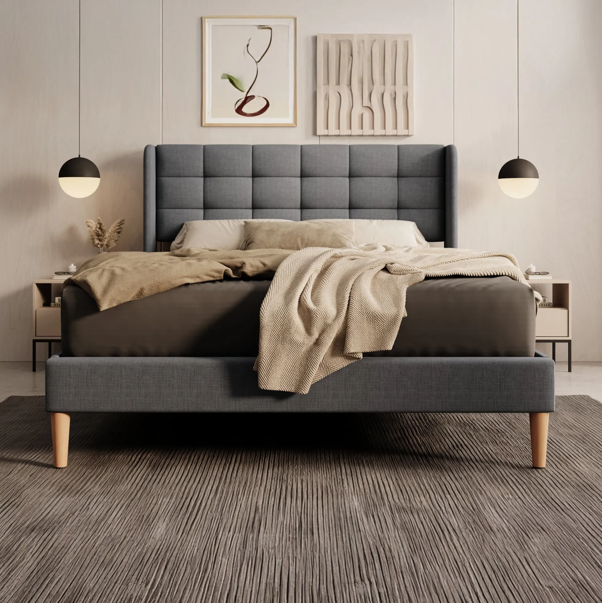 Christ - Tweepersoonsbed - Stof grijs - 140x200 cm