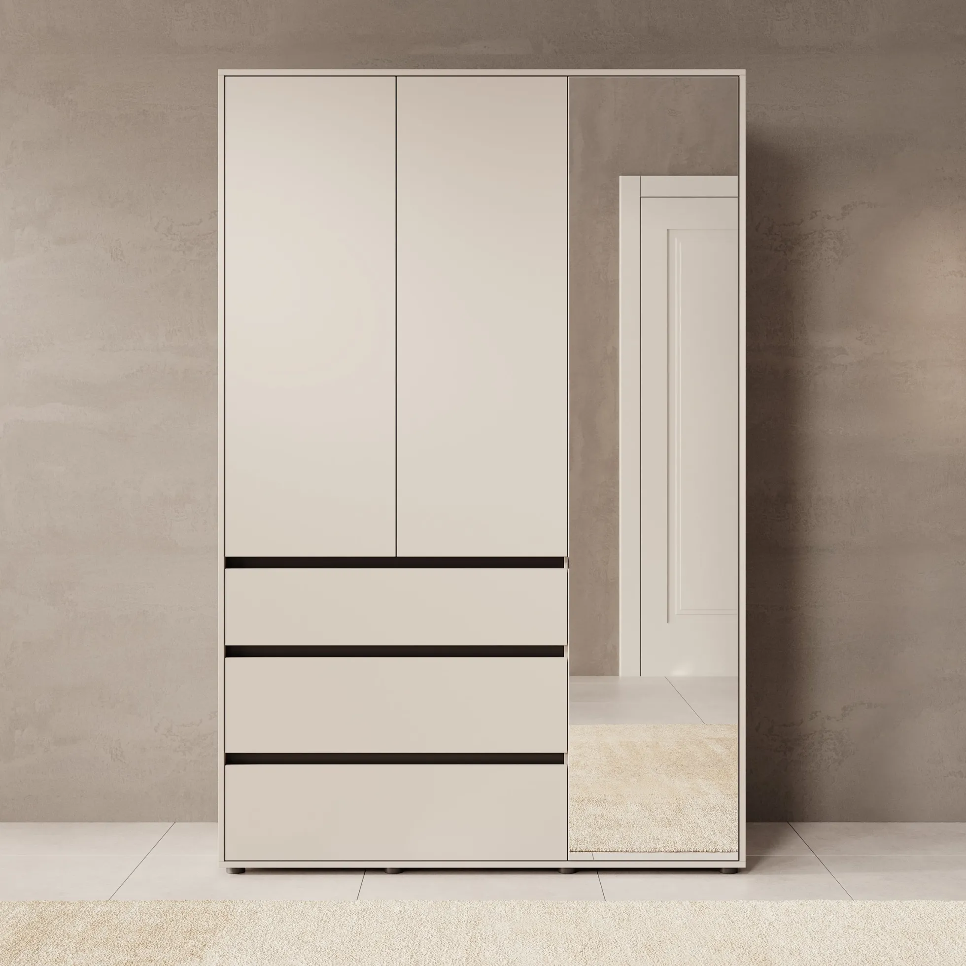 Cirelle 2 - Kledingkast 3-deurs - Beige - 138x55x211 cm