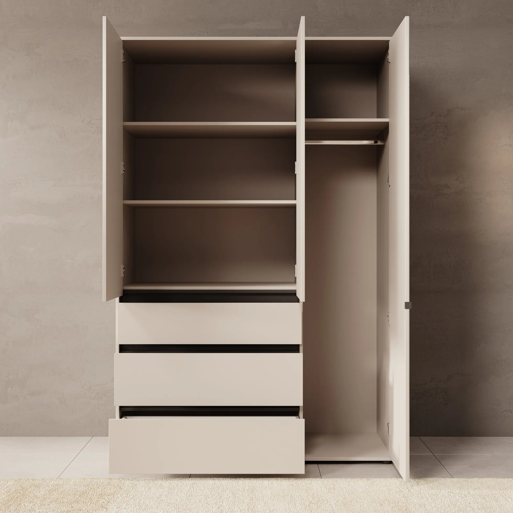 Cirelle 2 - Kledingkast 3-deurs - Beige - 138x55x211 cm