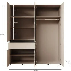 Cirelle 2 - Kledingkast met 6 deuren - Eikenpatroon - 183x55x211 cm