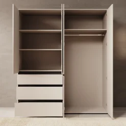 Cirelle - Kledingkast 4-deurs - Beige - 183x55x211 cm