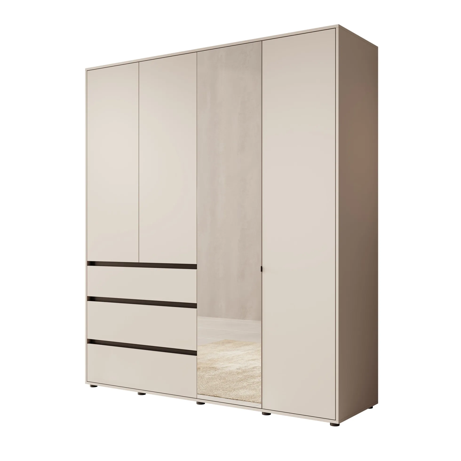 Cirelle - Kledingkast 4-deurs - Beige - 183x55x211 cm