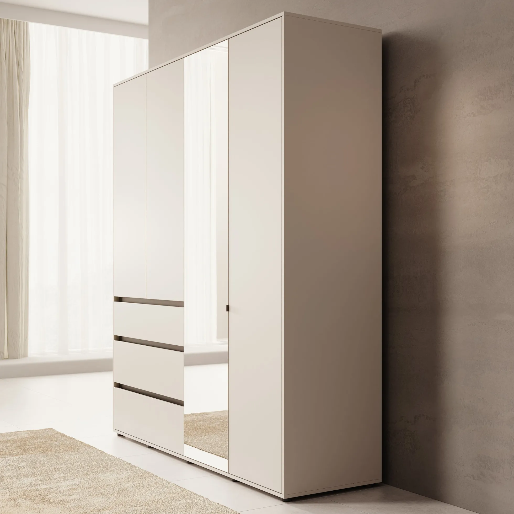 Cirelle - Kledingkast 4-deurs - Beige - 183x55x211 cm