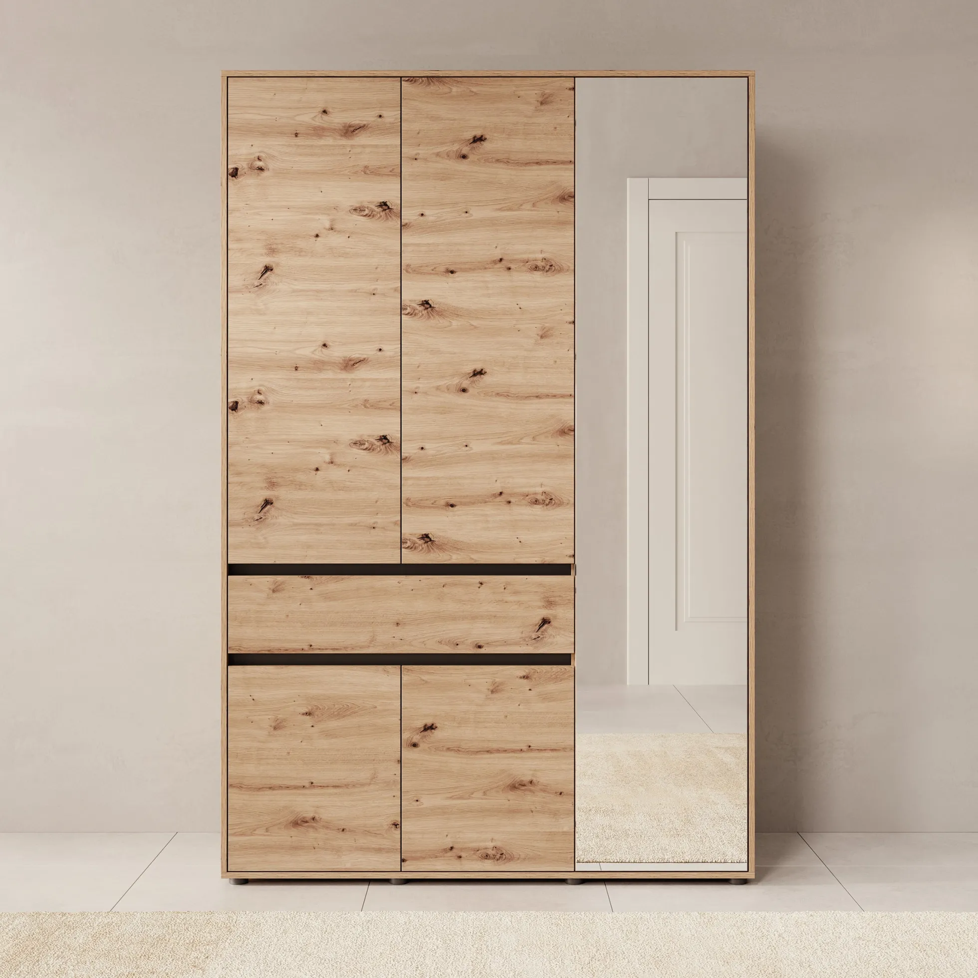 Cirelle - Kledingkast 5-deurs - Eikenpatroon - 138x55x211 cm