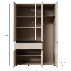 Cirelle - Kledingkast 5-deurs - Eikenpatroon - 138x55x211 cm