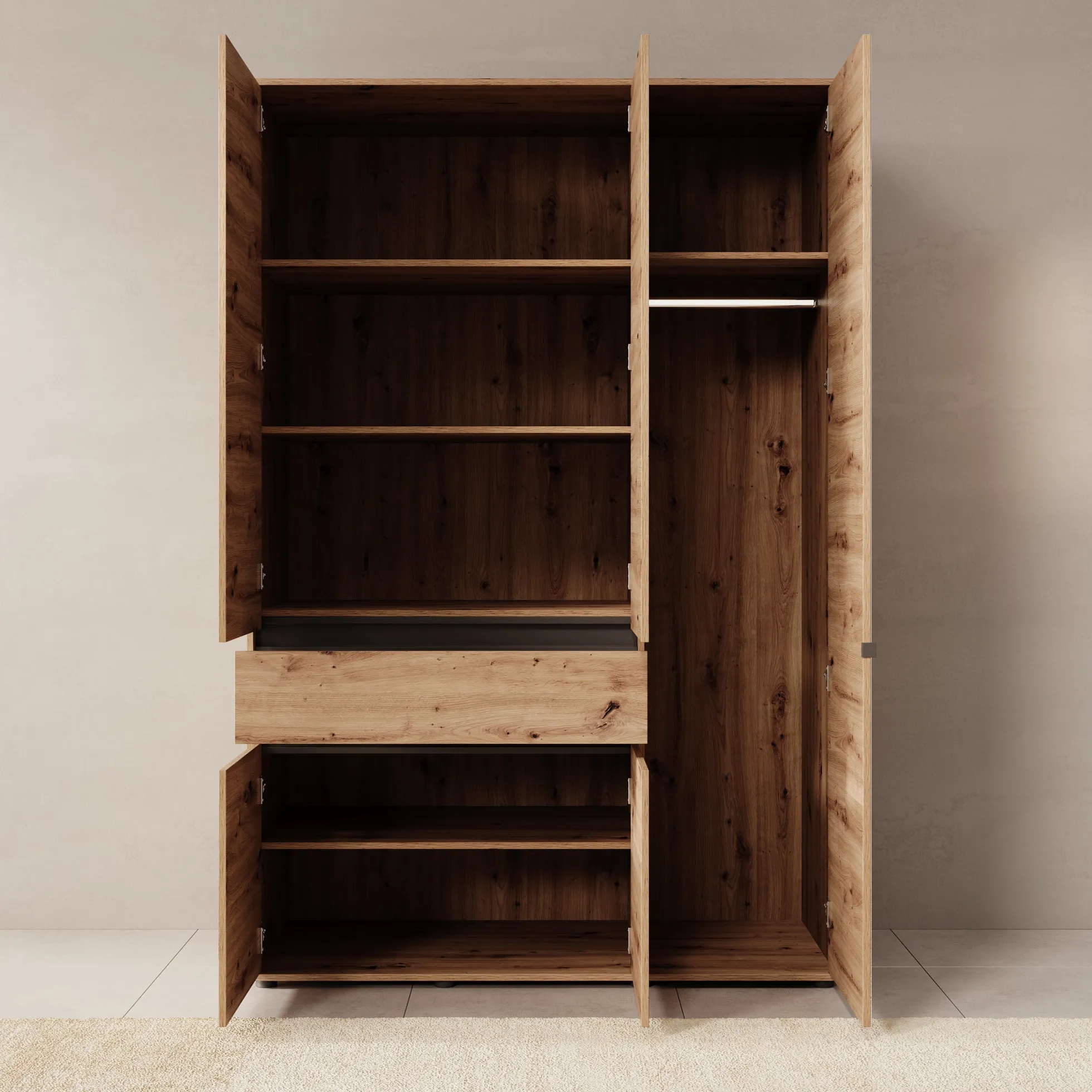 Cirelle - Kledingkast 5-deurs - Eikenpatroon - 138x55x211 cm