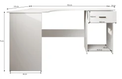 Ciudad - Bureau - Eiken/zwart - 155x125 cm