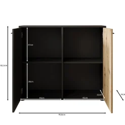Clover - Dressoir - Eiken/Zwart - 96x34x82 cm