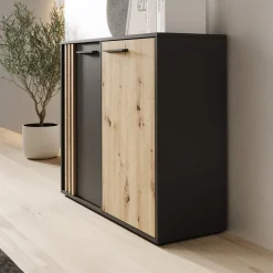 Clover - Dressoir - Eiken/Zwart - 96x34x82 cm