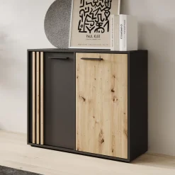 Clover - Dressoir - Eiken/Zwart - 96x34x82 cm