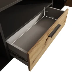 Clover - TV-Meubel - Eiken/Zwart - 163x42x44 cm