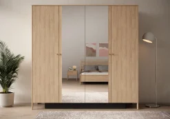 Cody - Kledingkast 4-deurs - Eiken - 220x60x216 cm
