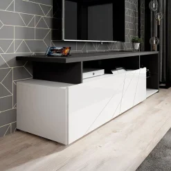 Colin - TV-Meubel - Wit/zwart - 170 cm