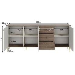 Concorde - Dressoir - Beige - 200x38x80 cm