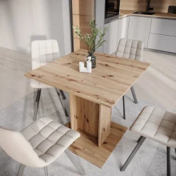 Cova - Eetkamertafel - Eikenpatroon - 80x80x76 cm