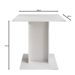 Cova - Eetkamertafel - Wit - 80x80x76 cm