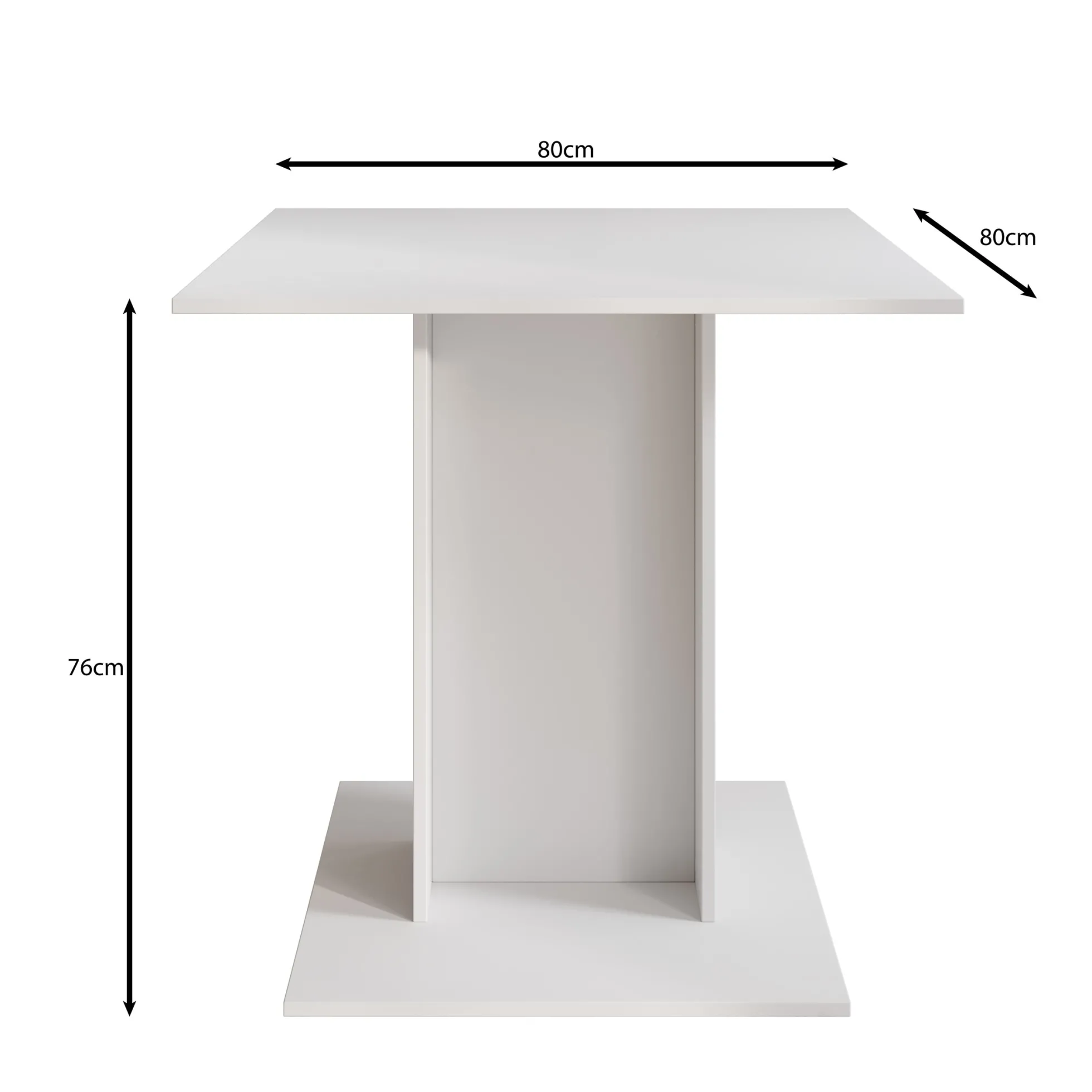 Cova - Eetkamertafel - Wit - 80x80x76 cm