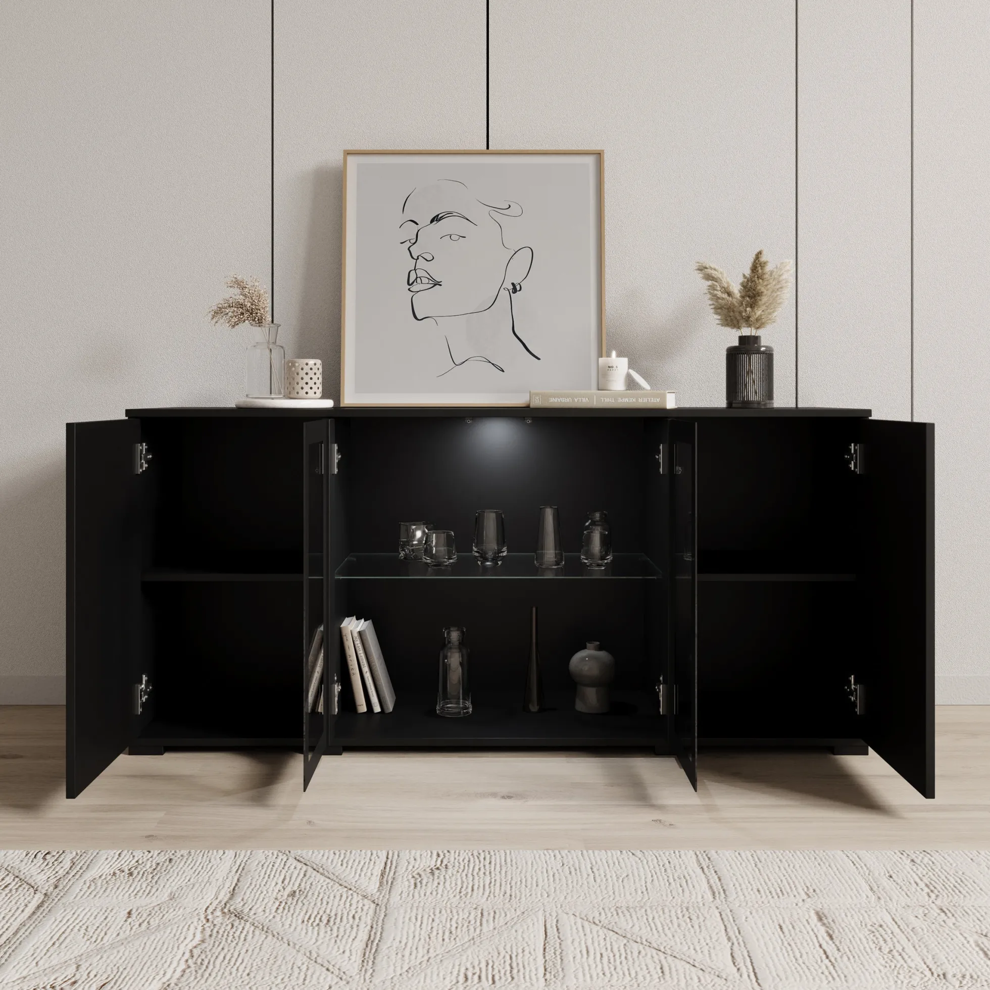 Cres 2 - Dressoir - Zwart - 150x40x70 cm