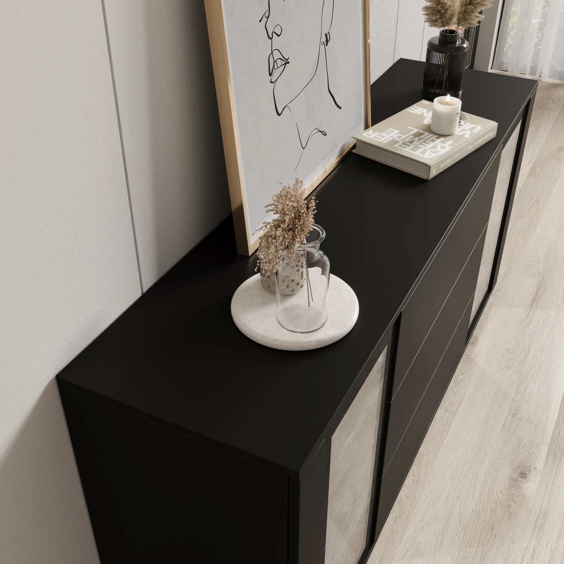 Cres - Dressoir - Zwart - 150x40x70 cm